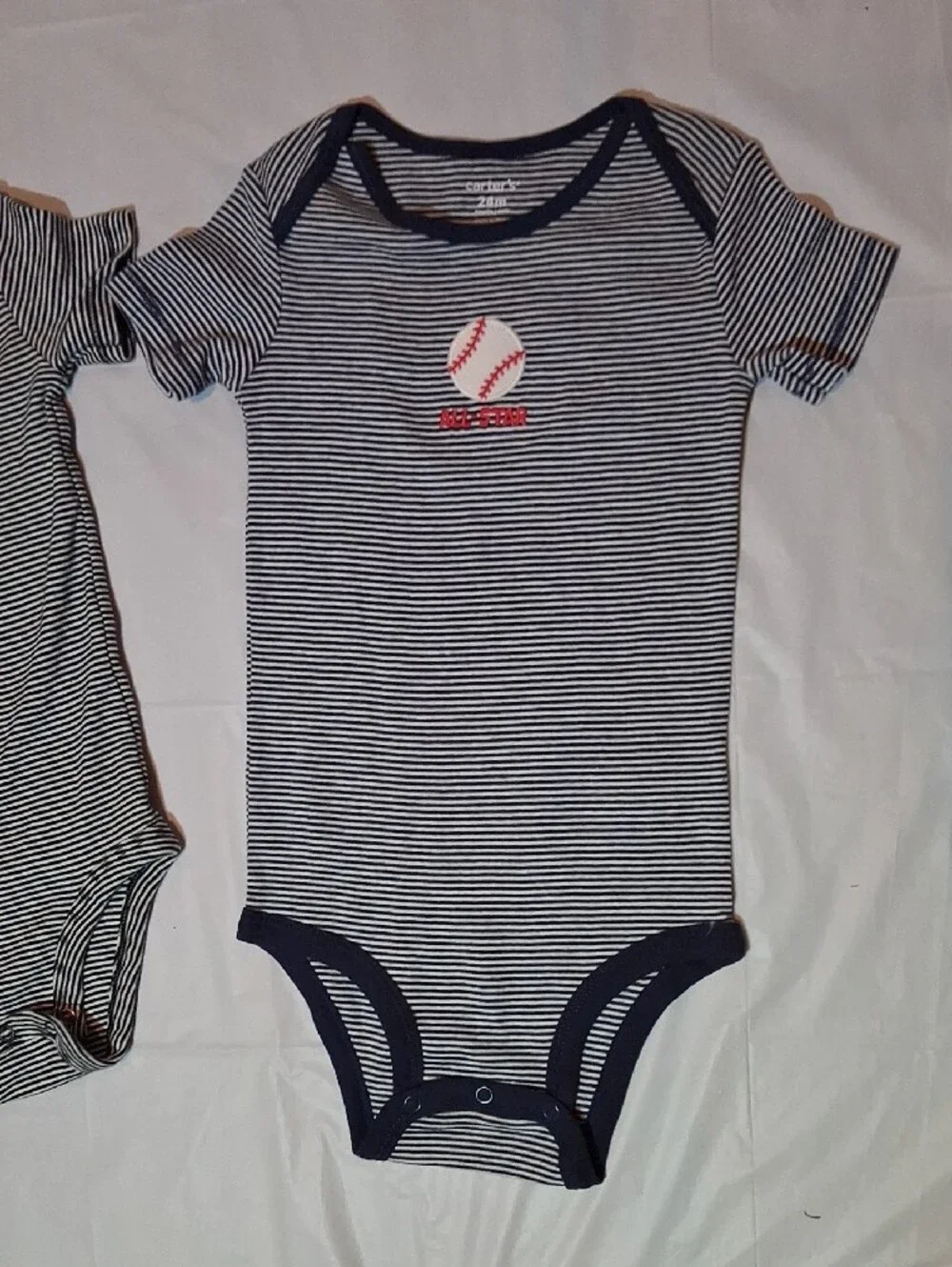 ⚾️ Carter's Baby Boys Baseball Fine-Striped Bodysuits 24M (Set of 2) ⚾️